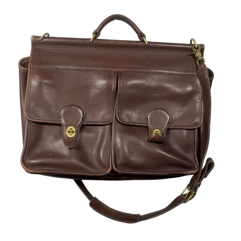 Vintage Leather Coach Messanger Bag Briefcase (twist front)